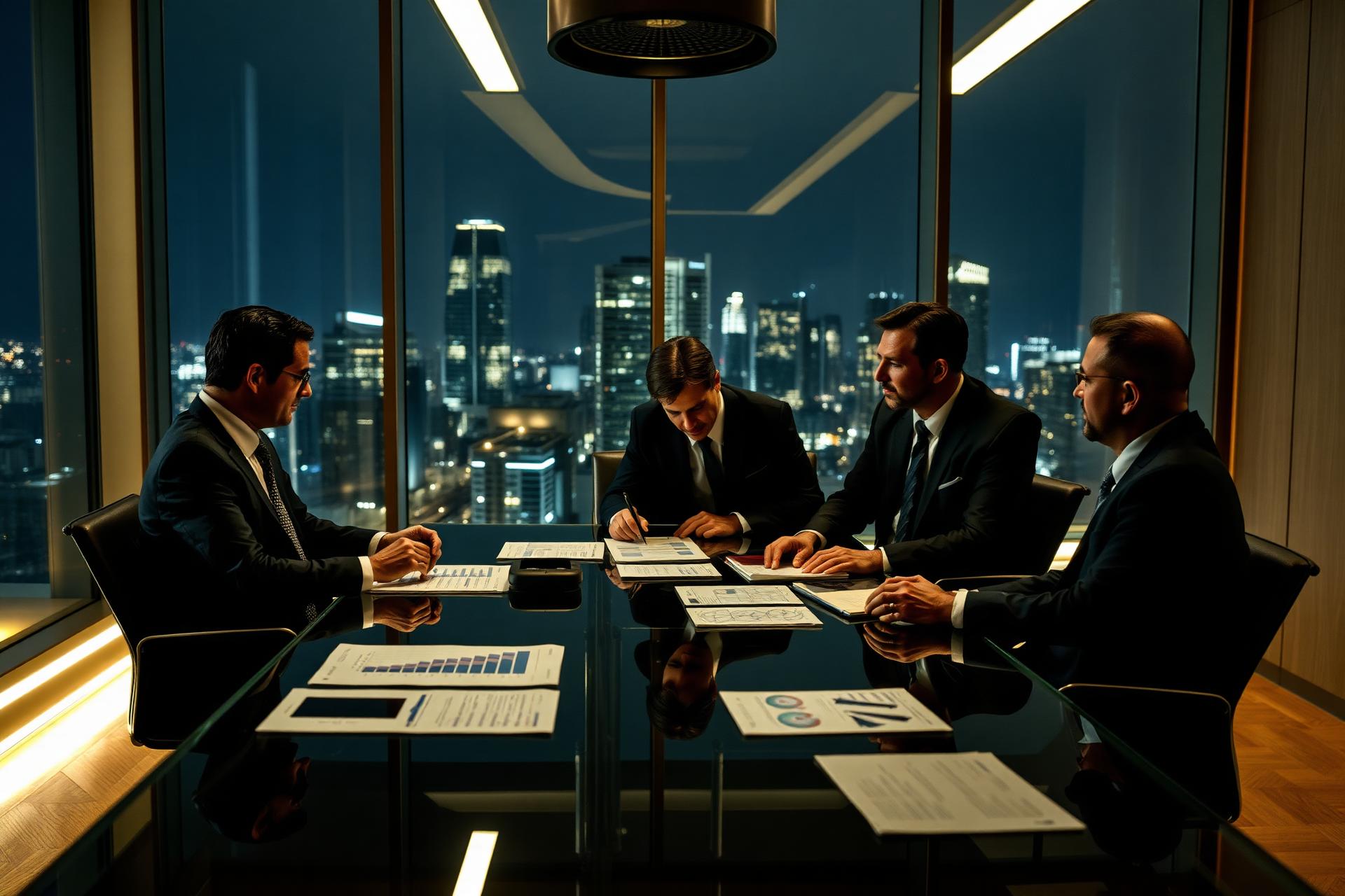 Executives discussing corporate strategy